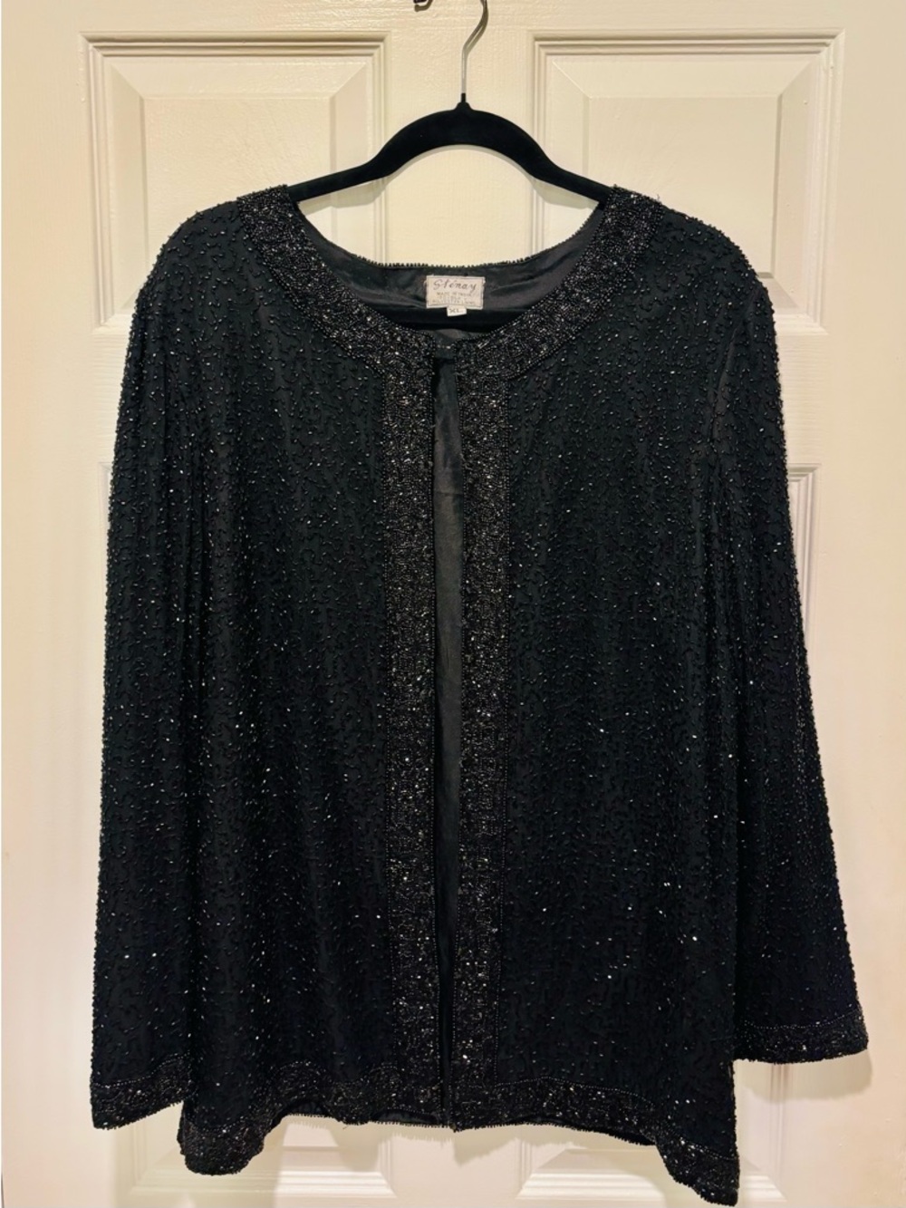 Stenay Black Beaded Open-Front Jacket
